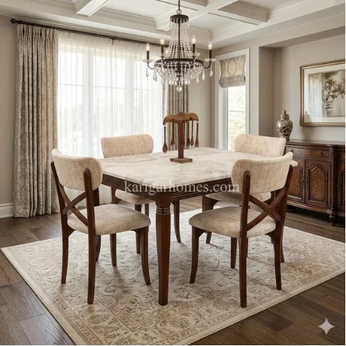 FZ 5 Sheesham Wood X Cushion Dining Set